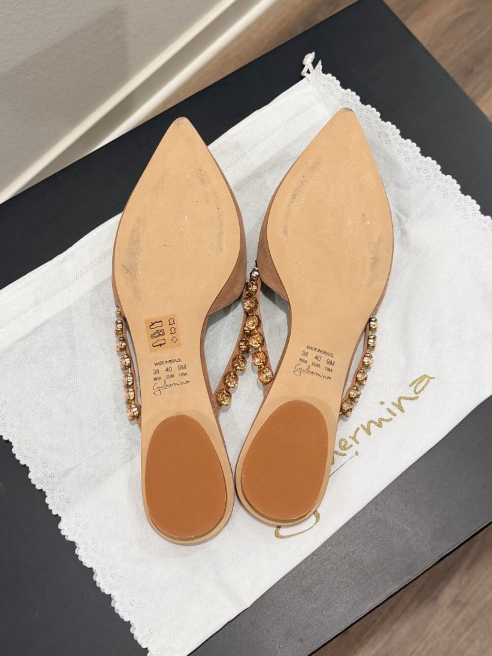 Anthropologie Guilhermina Embellished Pointed Toe Slides Mules Suede US 9/EUR 40 - Picture 3 of 6